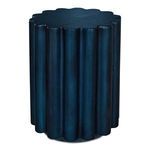 Dark blue Taffy Accent Table with rounded ridges and cylindrical shape in fiber-reinforced concrete