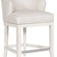 Charley Wood Flare Base Stool viewed at a slight angle showing seat depth and wood support details