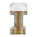 Promenade Brass Cordless Table Lamp, 10 inches high, polished brass base with vertical grooves and glossy white glass dome...