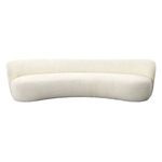 Front view highlighting the sofa's gently curved silhouette and seamless cream upholstery
