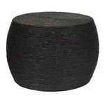 Willow Handwoven Wide Natural Accent Table in black, round with intricate woven texture and gently rounded shape