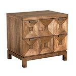 Musashi Walnut 2 Drawer console table angled to show side panel and drawer depth