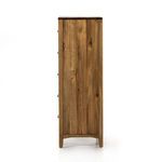 Narrow side profile of dresser showing continuous wood grain and smooth finish