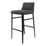 Baron Stool angled from the opposite side showing seat and backrest curves and black legs