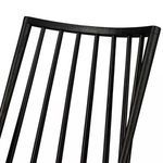 Close-up of top backrest of Lewis Windsor Bar + Counter Stool highlighting black oak wood grain and spindle detail