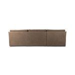 Straight rear view showing smooth slipcover with clean seams and no visible legs