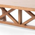 Detailed view of the trellis X-shape base structure made from solid pine wood