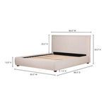 Luzon king bed dimensions overlay showing width, height, and depth measurements in inches