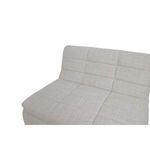 Close-up of Lino slipper chair upholstery revealing textured blend fibers and channel stitching
