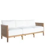 Playa Natural Teak/Raffia Sofa front view showing full seating and cushion arrangement