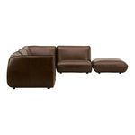 Side view of Zeppelin sectional highlighting smooth leather finish and stitching