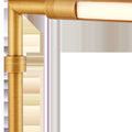 Close-up of swivel joint and lamp shade with brushed brass finish