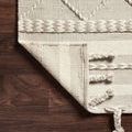 Sawyer Silver Rug corner flipped to show reverse side and underside construction with tassels