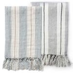 Product Image 2 for Laguna Linen Throw Blanket - Ocean /  Natural from Pom Pom at Home