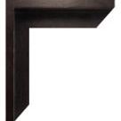 Close-up of espresso brown float frame corner with smooth matte finish and simple modern profile