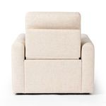 Back view showing clean straight lines and padded back panel of natural fabric recliner