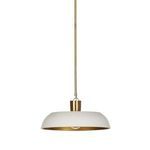 Walton Pendant hanging low in a dining room with wooden table and neutral curtains