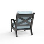 Back view of Monterey Club Chair highlighting cross back design and curved top rail