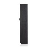 Close-up of textured iron handle integrated into oak door frame