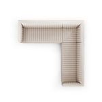 Top-down angle showing plush seating depth within crisply defined channel tufting