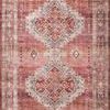 Heidi Sunset Natural Rug with vintage style old-world medallions in faded rose, beige, and muted gray tones