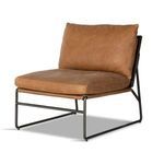 Side angle illustrating ergonomic curve of back cushion atop angled cane back panel