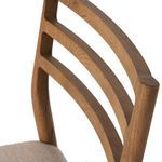 Detailed close-up of the tipped back ladderback slats showing wood grain and finish
