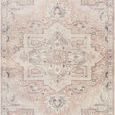 Elle Charcoal/Beige machine woven traditional rug with a central medallion and soft muted colors