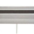 Peyton Banquette with gray fabric seat and backrest featuring a wide dark gray stripe flanked by two white stripes, on whi...