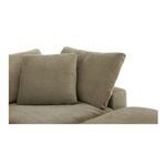 Detail of Terra sectional corner cushions with fabric texture and fiber fill