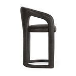 Side profile highlighting open curved frame and thick cushioned leather seat