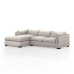 Stone-colored Westwood 2 Piece 112" sectional sofa with clean lines and espresso-finished banak base, left arm-facing