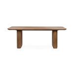 Straight-on front view highlighting symmetrical fluted legs and flat tabletop surface