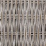 Close-up of grey-washed rattan weave texture on trunk surface