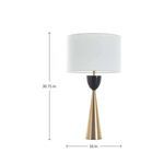Rome Matte Table Lamp front view with measurements showing 30.75 inches tall and 16 inches wide