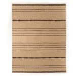 8x10 foot Vallarta Brown outdoor rug in faux jute with Moroccan Tuareg inspired bold brown symbols and patterns