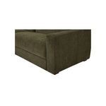 Close-up of Farrow Sectional arm corner with velvety cedar green fabric and subtle piped edges