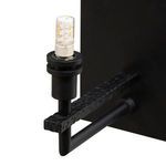 Close-up detail of LED bulb mounted on hammered black metal arm of Bardot Ebony Sconce