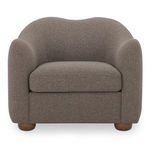 Bria Accent Chair in textured flecked brown fabric with rounded arms and rubberwood feet in warm brown finish