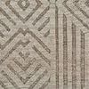 Close texture view highlighting the polypropylene and polyester fibers in natural tan geometric linear pattern