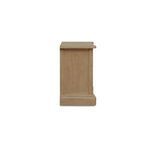Clarence Nightstand side view showing flat panel and smooth curved edges in light wood