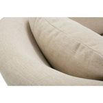 Close-up on back cushion and upper swivel base edge showing fabric grain