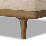Close-up of worn oak tapered leg and frame with visible wood grain