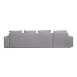 Back view showing full length solid gray upholstery without visible seams or legs