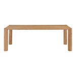 Post dining table in solid white oak with rounded posts at each corner and natural wood grain finish
