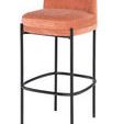 Three-quarter view showing rounded seat edges and curved backrest on black metal legs