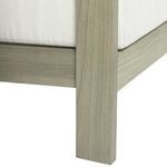 Repeated close-up on loveseat leg and teak wood texture