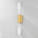 Colrain Wall Sconce with dual opaque white Sfumato glass shades and brass-finished metal central mount