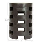 Front view showing stacked open rectangular cutouts and dimensions of 17.75 inches tall and 12 inches wide