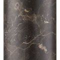 Close-up showing antique brass metal finial on top of beige fabric lamp shade